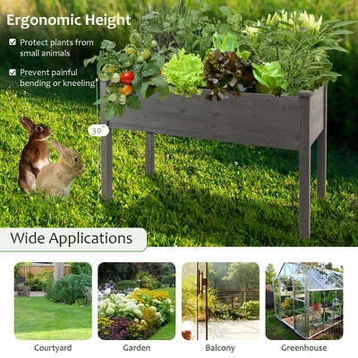 Costway Wooden Raised Vegetable Garden Bed Elevated Grow Vegetable Planter Grey 7 Costway Wooden Raised Vegetable Garden Bed Elevated Grow Vegetable Planter Grey - Image 7