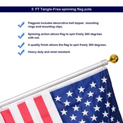 Costway American Flag Kit Wall Mount 5 Ft Spinning Pole 3'x5' US Flag Gold Ball Aluminum 13 Costway American Flag Kit Wall Mount 5 Ft Spinning Pole 3'x5' US Flag Gold Ball Aluminum -Outdoor Deals Garden Store GUEST f87b0aff 64e8 4d05 b039 fa23bbbc8c4b