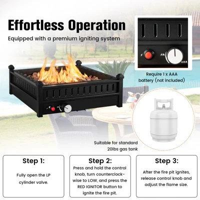 Costway Portable Tabletop Fire Bowl 40,000 BTU Propane Firepit Fit Umbrella Holes Table 6 Costway Portable Tabletop Fire Bowl 40,000 BTU Propane Firepit Fit Umbrella Holes Table - Image 6