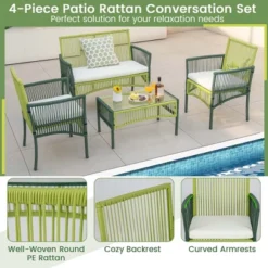 Costway 4PCS/8PCS Patio Round Wicker Conversation Set With Cushions Tempered Glass Side Table 18 Costway 4PCS/8PCS Patio Round Wicker Conversation Set With Cushions Tempered Glass Side Table -Outdoor Deals Garden Store GUEST f9533545 63db 4195 a9d8 dedf84db2802