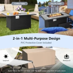 Costway 52'' Propane Fire Pit Table Marble Tabletop Rattan Wicker W/ Rain Cover Lava Rock -Outdoor Deals Garden Store GUEST f969dd8d d39e 4055 ba05 291c8799e67f