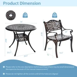 Costway 5 PCS Patio Dining Bistro Sets Cast Aluminum Round Patio Table W/Chairs -Outdoor Deals Garden Store GUEST f9a8f4a1 212f 4a48 831c e6eee6d05f39