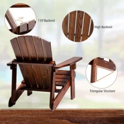 Costway 110 LBS Capacity Kid's Adirondack Chair Patio Wood High Backrest Arm Rest -Outdoor Deals Garden Store GUEST fa2a1b88 45b4 4412 861e aa8f0fc2479b