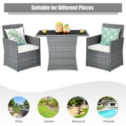 Costway 3PCS Patio Rattan Furniture Set Cushioned Sofa Armrest Garden WhiteRedNavyTurquoise 18 Costway 3PCS Patio Rattan Furniture Set Cushioned Sofa Armrest Garden WhiteRedNavyTurquoise -Outdoor Deals Garden Store GUEST fa395e44 83aa 4fe9 88d0 50ac8c45a8ee