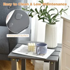 Costway 2PCS Patio Adirondack Chair Side Table Set Solid Wood Garden Deck Grey -Outdoor Deals Garden Store GUEST faf7c960 3ca7 4999 b1d6 6f716b98065d