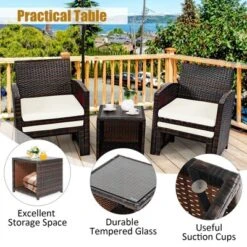 Costway 5PCS Patio Rattan Wicker Furniture Set Sofa Ottoman W/ Cushions White -Outdoor Deals Garden Store GUEST fb1aceb0 c6e7 48f8 afc5 335ea472afdd