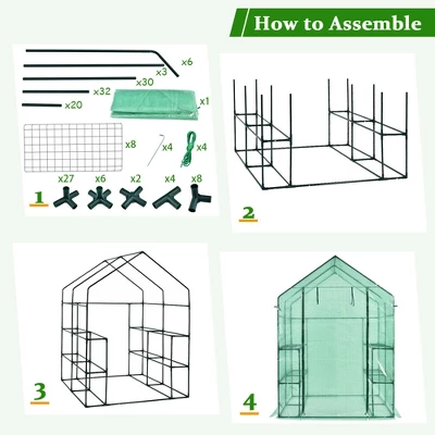 Costway Walk-in Greenhouse 56''x56''x77'' Gardening W/Observation Windows 2 Tier 8 Shelves 8 Costway Walk-in Greenhouse 56''x56''x77'' Gardening W/Observation Windows 2 Tier 8 Shelves - Image 8