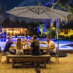 Costway 10FT Cantilever Solar Powered 32LED Lighted Patio Offset Umbrella Outdoor RedBeigeCoffeeBlueNavy 22 Costway 10FT Cantilever Solar Powered 32LED Lighted Patio Offset Umbrella Outdoor RedBeigeCoffeeBlueNavy -Outdoor Deals Garden Store GUEST fbcac645 ea56 4063 b75e 91778a2b7422