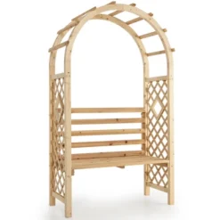 Costway Wooden Garden Bench Arch Pergola Outdoor Arbor W/backrest Patio Trellis Pergola -Outdoor Deals Garden Store GUEST fcae7ac7 f660 499d 9b88 9d4403a55cce