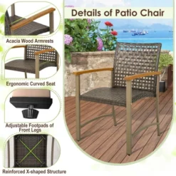 Costway Set Of 4 Patio Dining Chairs Outdoor Wicker Armchairs With Acacia Wood Armrests 13 Costway Set Of 4 Patio Dining Chairs Outdoor Wicker Armchairs With Acacia Wood Armrests -Outdoor Deals Garden Store GUEST fcc6cafe a549 43cb 9040 2df814ee631d