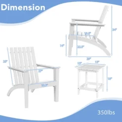 Costway 3PCS Patio Adirondack Chair Side Table Set Solid Wood Garden Deck White -Outdoor Deals Garden Store GUEST fcddf072 9b04 435d 91fb 07ccb5d4ab61