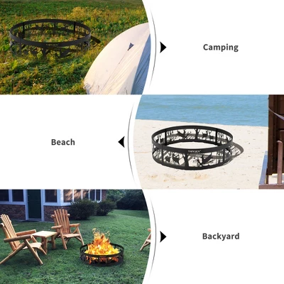 Costway 36'' Metal Fire Pit Ring Deer W/Extra Poker Bonfire Liner For Campfire 6 Costway 36'' Metal Fire Pit Ring Deer W/Extra Poker Bonfire Liner For Campfire - Image 6
