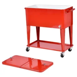 Costway 80-quart Cooler Beer Cart Outdoor Entertaining Rolling Party Steel Bar Bistro -Outdoor Deals Garden Store GUEST ffba26c5 d083 4e76 9490 0d5515e45125