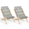 Costway Set Of 2 Foldable Wood Sling Beech Chairs W/ 3 Adjustable Positions&Free Cushion